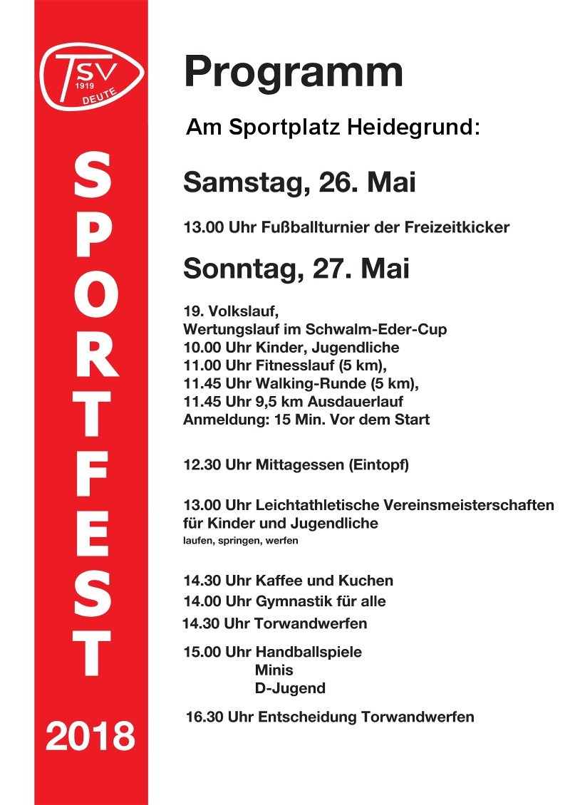 TSV Deute Sportfest Programm 2018