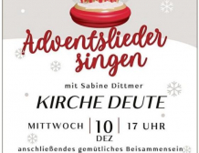 Adventsingen in der Deuter Kirche am Mi 10.12.25 um 17 Uhr
