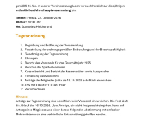 TSV Deute. Einladung zur JHV am Fr 23.10.26, 20 Uhr